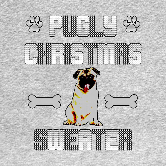 Pugly Christmas Sweater Funny Pug Holiday Dog by charlescheshire